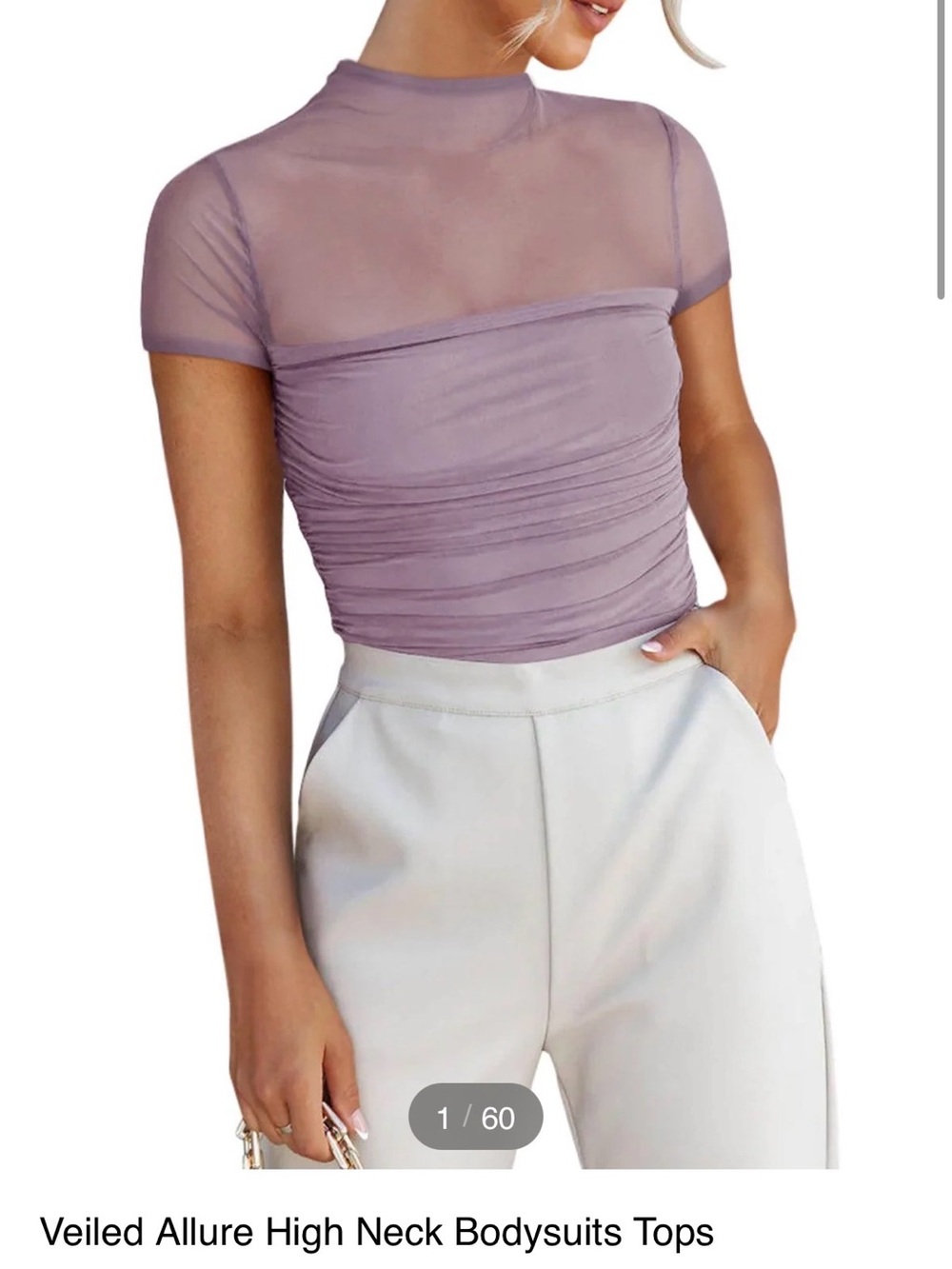 Reoria purple mesh bodysuit medium